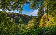 деревья, озеро, осень, англия, стурхед, уилтшир, пейзажный парк