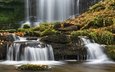 камни, листья, водопад, осень, мох, северный йоркшир, йоркшир-дейлс, scaleber force falls, yorkshire dales national park, сетл, settle, scaleber force