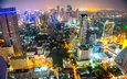 ночь, огни, город, бангкок