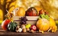 виноград, яблоки, осень, грибы, урожай, овощи, тыква, натюрморт, дары осени