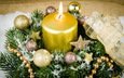 снег, свечи, новый год, елка, украшения, подарки, рождество, елочные игрушки, венок, xmas, дары, декорация, елочная, merry