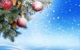 снег, новый год, елка, шары, украшения, зима, игрушки, рождество, шишки, клубки, декорация, елочная, merry