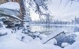 озеро, снег, зима, сугробы, финляндия, лапландия, акасломполо, юлляс