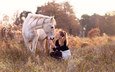 природа, девушка, конь