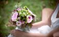 цветы, букет, руки, свадебный