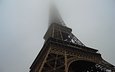 туман, париж, эйфелева башня