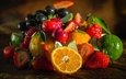 виноград, фрукты, клубника, лимон, ягоды, вишня, апельсин, лайм
