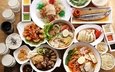 рис, морепродукты, японская кухня, ассорти, блюда, соусы