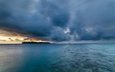 закат, океан, остров, риф, kihaad, мальдивские о-ва