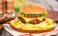 гамбургер, котлета, сыр, мясо, помидор, гамбург, картофель, булочка, брынза, быстрое питание
