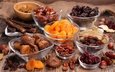 орехи, плоды, персики, изюм, гайки, курага, сухофрукты, финики, damson, raisin, чернослив