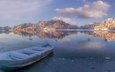 озеро, зима, лодка, норвегия, норвегии, ругаланн, egersund, rogaland county, эйгерсунн