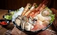 рыба, морепродукты, креветки, моллюски
