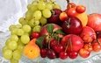 виноград, фрукты, черешня, абрикос, нектарин