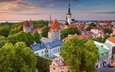 панорама, город, дома, здания, эстония, таллин, таллинн
