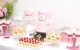 розы, конфеты, розовый, свадьба, торт, десерт, пирожное, кексы, макарун