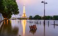 париж, франция, эйфелева башня, наводнение