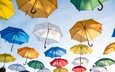 небо, разноцветные, красочные, красивые, зонты, зонтики