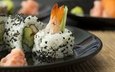 суши, роллы, морепродукты, креветки, креветка, японская кухня
