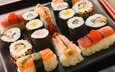 япония, ломтики, палочки, рис, суши, роллы, морепродукты, креветки, красная икра, японская кухня, лосось, сервировка, нарезка, красная рыба, морская капуста