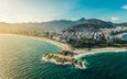 пляж, город, бразилия, рио-де-жанейро, aerial view, arpoador, copacabana beach, ipanema beach, latin america, ипанема, копакабана
