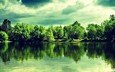 деревья, озеро, природа, зелень, отражение, ladnscape