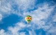 небо, облака, полет, воздушный шар, голубое