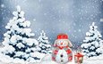 снег, новый год, зима, снеговик, фонарь, рождество, снегопад