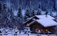 деревья, снег, новый год, елка, зима, пейзаж, мост, дом, картинка, открытка, снежный лес, рождество обои, красота природы