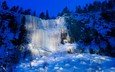 природа, зима, водопад, лёд, финляндия, bing