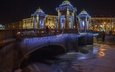 ночь, река, зима, мост, город, россия, санкт-петербург, питер, фонтанка