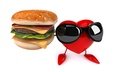 сердце, рендеринг, гамбургер, юмор, солнечные очки, 3d art, ренденринг, чизбургер, солнцезащитные очки, забавная, сердечка
