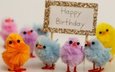 разноцветные, праздник, день рождения, цыплята, с днем ​​рождения