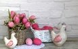цветы, тюльпаны, розовые, пасха, тульпаны,  цветы, глазунья, декорация, весенние, зеленые пасхальные, довольная, яйца крашеные