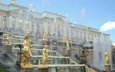 небо, лето, россия, дворец, санкт-петербург, скульптуры, фонтаны, петергоф