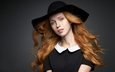 девушка, портрет, взгляд, волосы, шляпа, рыжеволосая, alexander vinogradov
