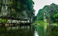 река, скалы, лодки, вьетнам