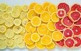 фрукты, лимон, апельсин, дольки, цитрусы, грейпфрут