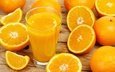 напиток, фрукты, апельсины, стакан, цитрусы, сок