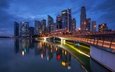 ночь, огни, мегаполис, сингапур