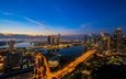 ночь, огни, панорама, небоскребы, сингапур