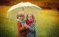 настроение, улыбка, осень, дети, девочка, дождь, зонт, мальчик