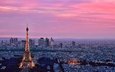 небо, горизонт, город, париж, франция, эйфелева башня