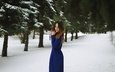 снег, зима, платье, портрет, модель, плечи, шатенка, atmosphere, анна легкая