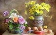 цветы, букет, пасха, яйца, наклейки