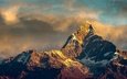 небо, горы, снег, гора, вершина, аннапурна, гималаи, непал