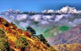 облака, горы, осень, индия, гималаи, sinhala, западная бенгалия