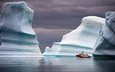 море, корабль, айсберг, гренландия