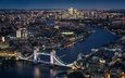 река, панорама, лондон, темза, англия, тауэрский мост