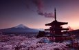 гора, япония, весна, фудзияма, chureito pagoda, фудзиёсида